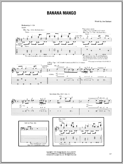 Joe Satriani Banana Mango sheet music notes and chords arranged for Guitar Tab