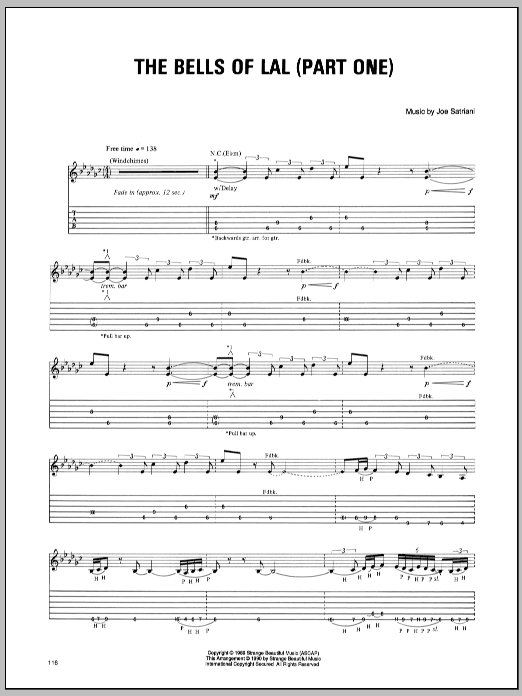 Joe Satriani Bells Of Lal (Part One) sheet music notes and chords arranged for Guitar Tab