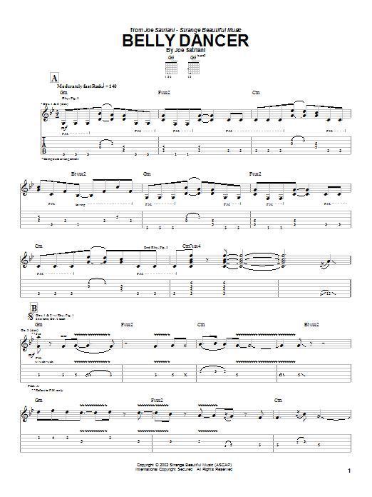 Joe Satriani Belly Dancer sheet music notes and chords arranged for Guitar Tab