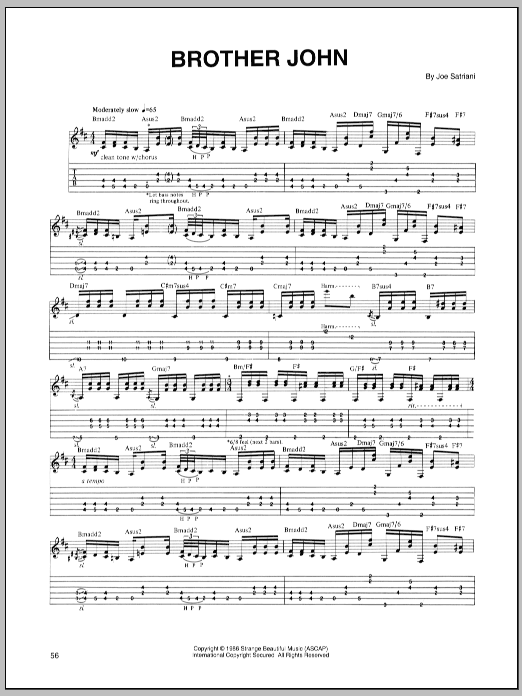 Joe Satriani Brother John sheet music notes and chords arranged for Guitar Tab
