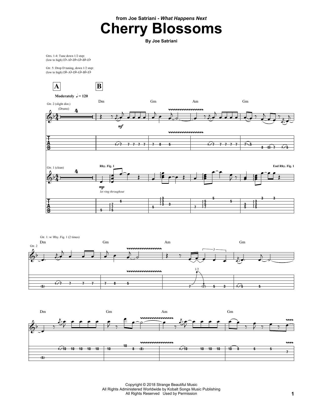Joe Satriani Cherry Blossoms sheet music notes and chords arranged for Guitar Tab