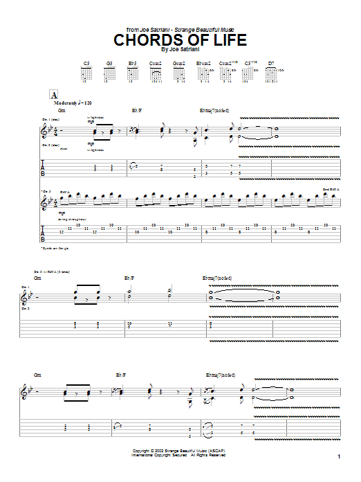 Joe Satriani Chords Of Life sheet music notes and chords arranged for Guitar Tab