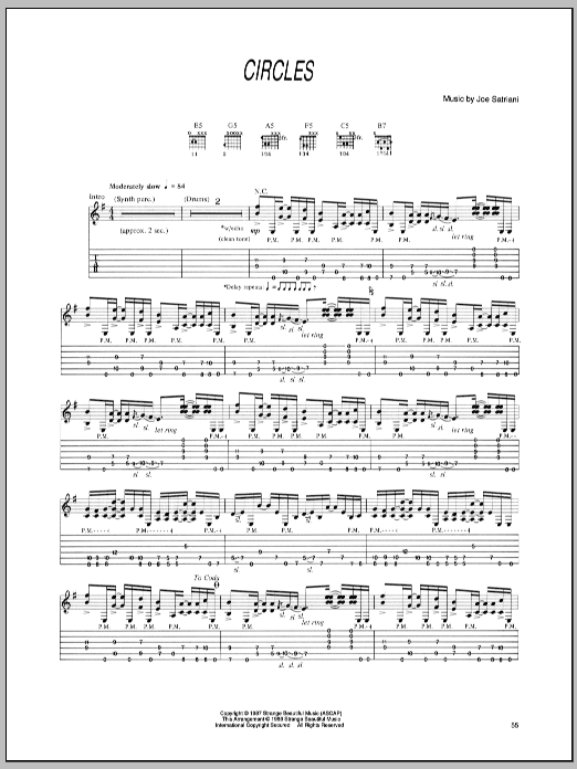 Joe Satriani Circles sheet music notes and chords arranged for Guitar Tab