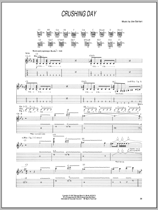Joe Satriani Crushing Day sheet music notes and chords arranged for Guitar Tab