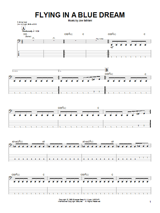 Joe Satriani Flying In A Blue Dream sheet music notes and chords arranged for Guitar Tab