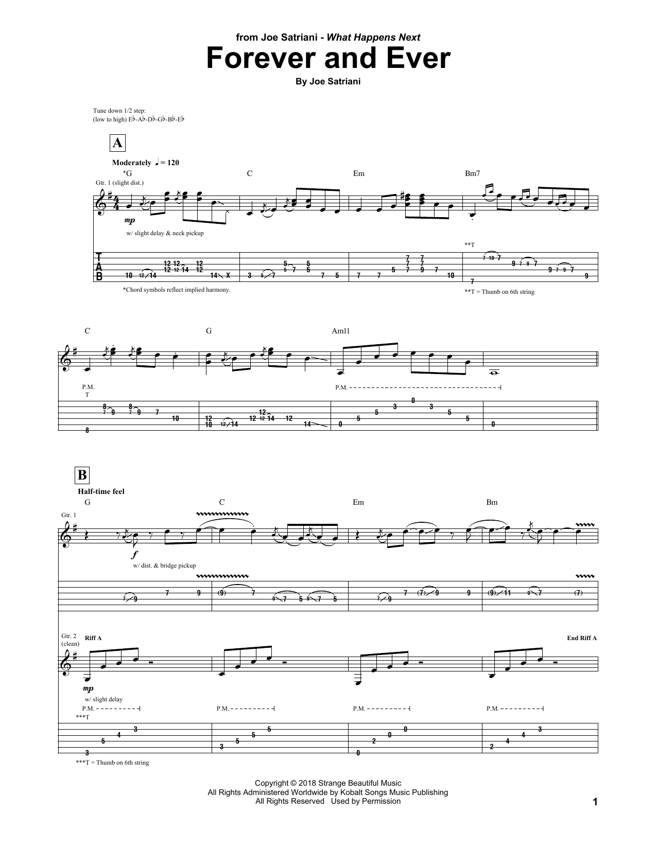 Joe Satriani Forever And Ever sheet music notes and chords arranged for Guitar Tab