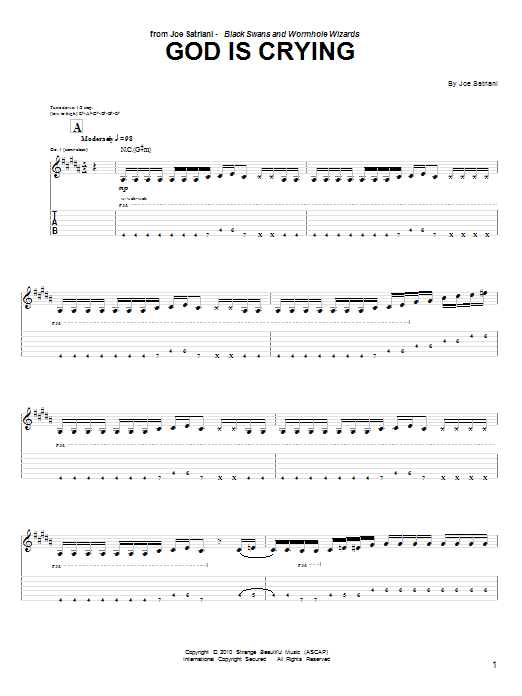 Joe Satriani God Is Crying sheet music notes and chords arranged for Guitar Tab
