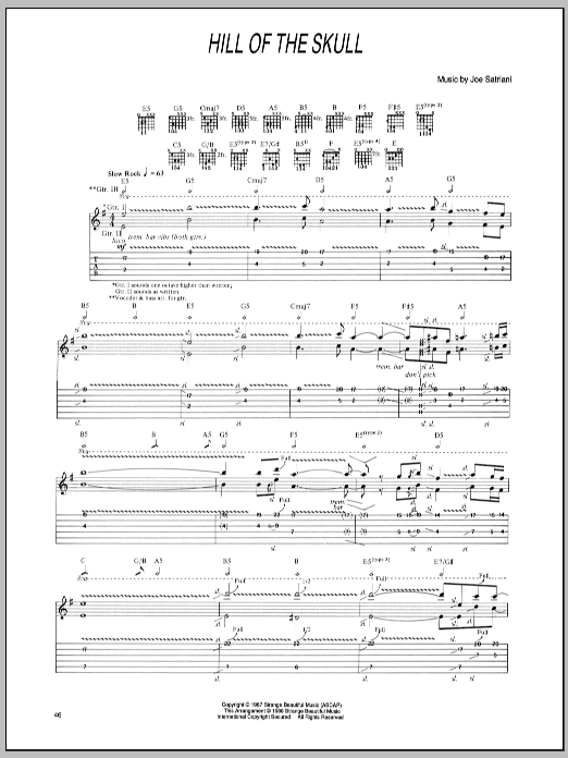 Joe Satriani Hill Of The Skull sheet music notes and chords arranged for Guitar Tab