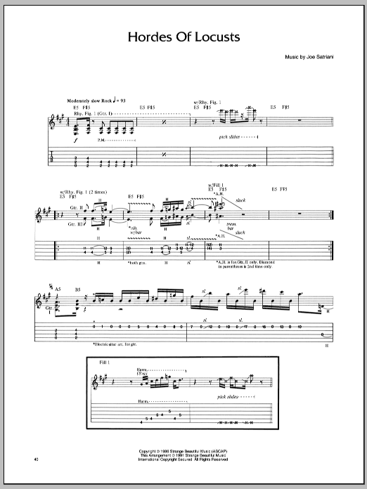 Joe Satriani Hordes Of Locusts sheet music notes and chords arranged for Guitar Tab