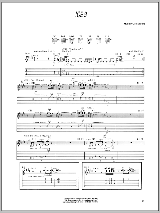 Joe Satriani Ice 9 sheet music notes and chords arranged for Guitar Tab