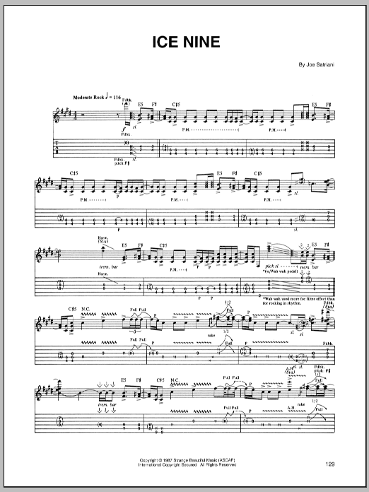Joe Satriani Ice Nine sheet music notes and chords arranged for Guitar Tab