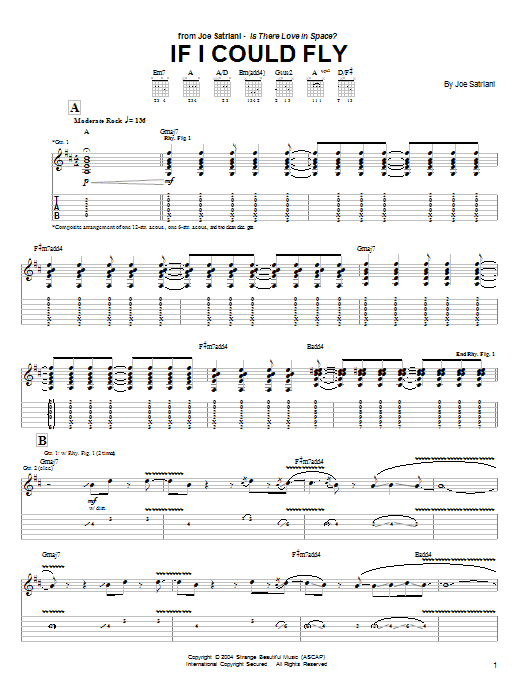 Joe Satriani If I Could Fly sheet music notes and chords arranged for Guitar Tab (Single Guitar)