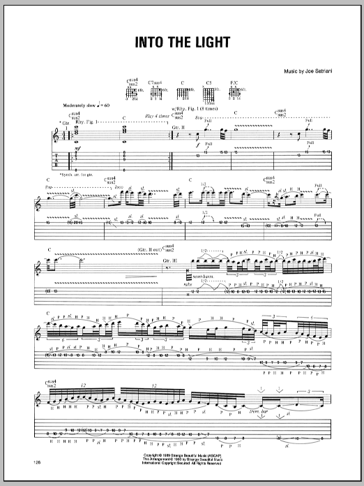 Joe Satriani Into The Light sheet music notes and chords arranged for Guitar Tab