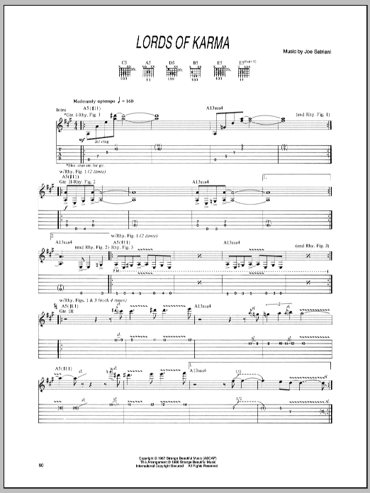 Joe Satriani Lords Of Karma sheet music notes and chords arranged for Guitar Tab