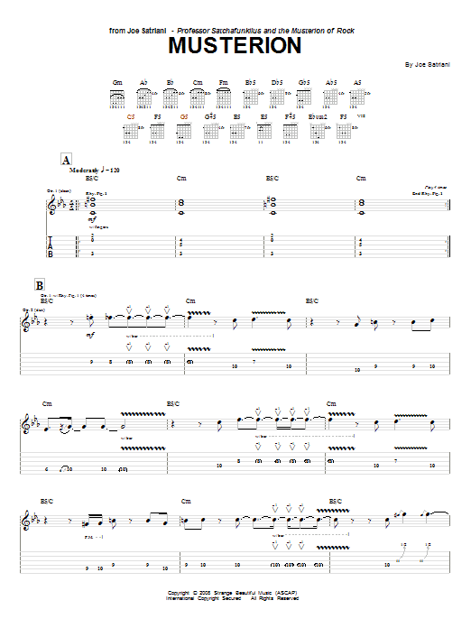 Joe Satriani Musterion sheet music notes and chords arranged for Guitar Tab