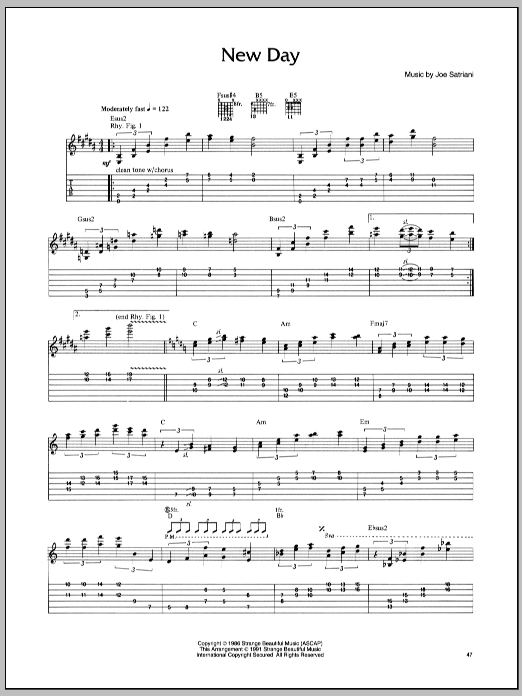 Joe Satriani New Day sheet music notes and chords arranged for Guitar Tab