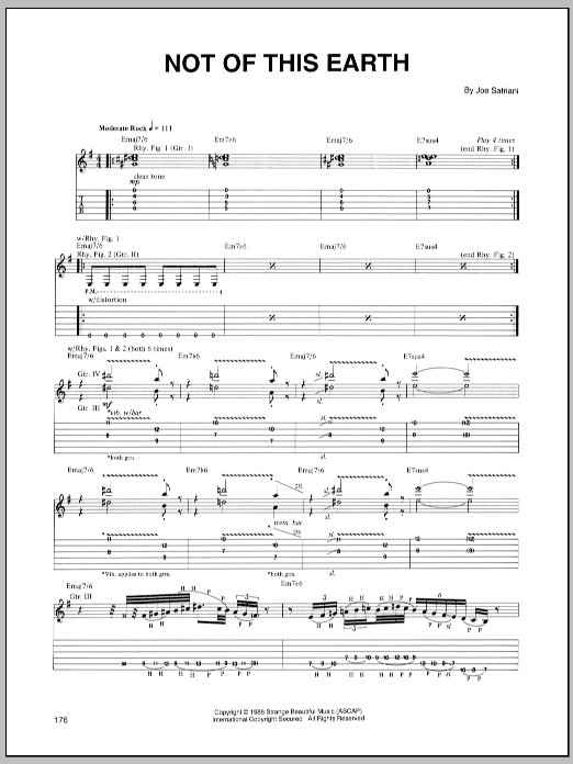 Joe Satriani Not Of This Earth sheet music notes and chords arranged for Guitar Tab