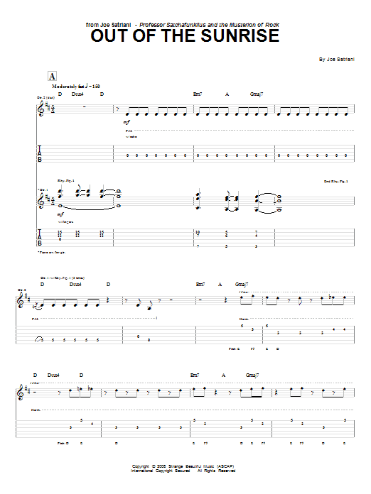 Joe Satriani Out Of The Sunrise sheet music notes and chords arranged for Guitar Tab