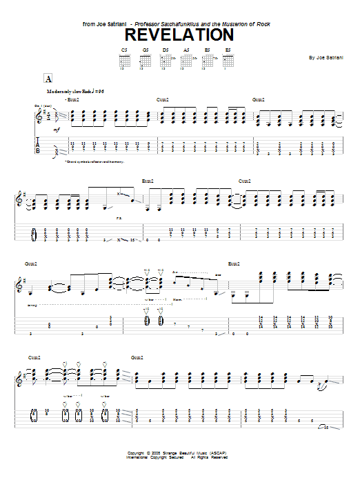 Joe Satriani Revelation sheet music notes and chords arranged for Guitar Tab