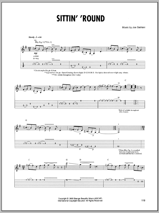 Joe Satriani Sittin' Round sheet music notes and chords arranged for Guitar Tab