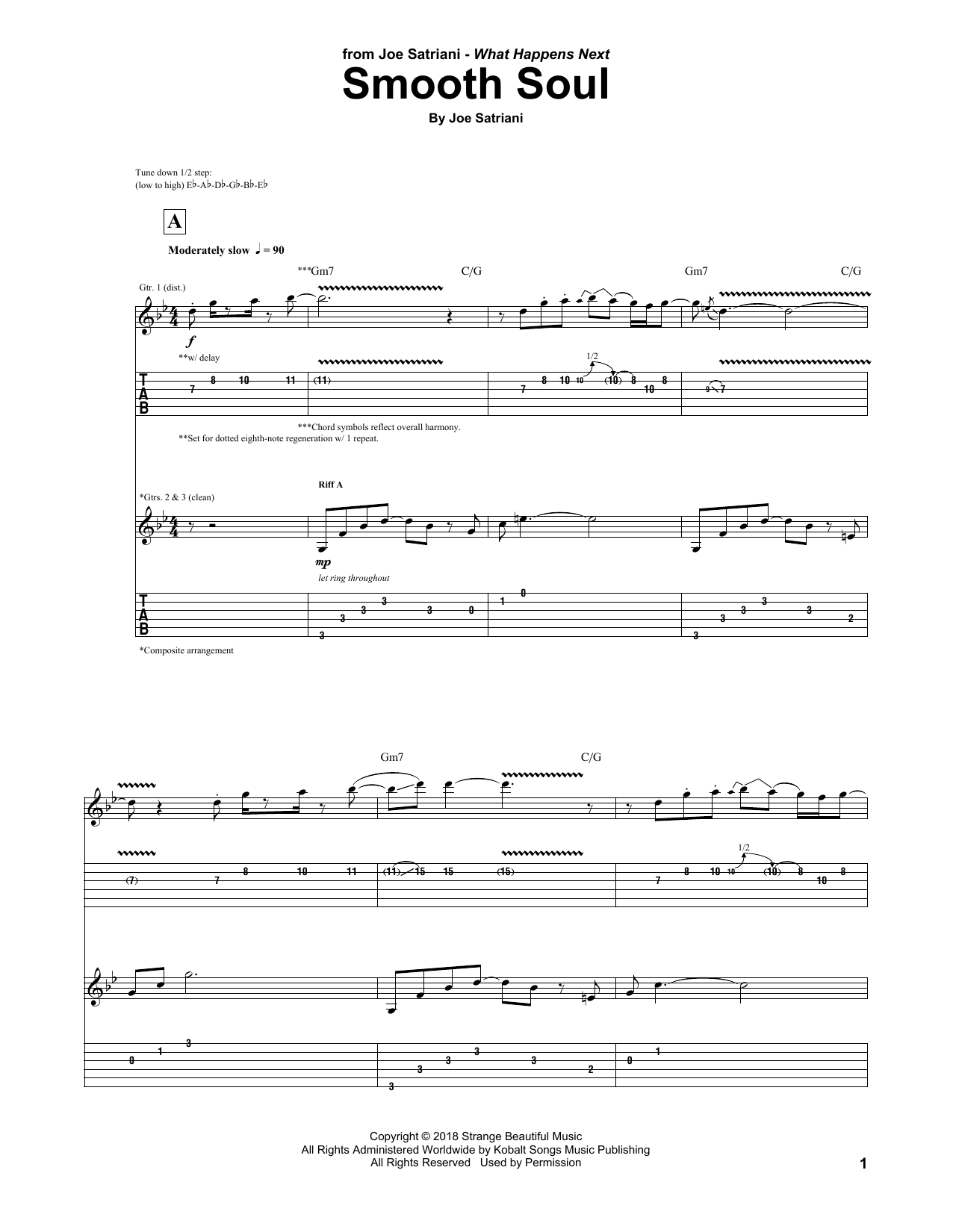 Joe Satriani Smooth Soul sheet music notes and chords arranged for Guitar Tab