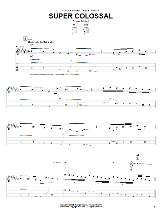 Joe Satriani Super Colossal sheet music notes and chords arranged for Guitar Tab