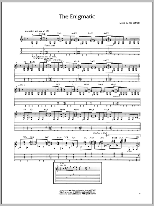 Joe Satriani The Enigmatic sheet music notes and chords arranged for Guitar Tab