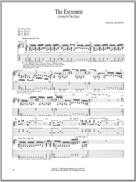 Joe Satriani The Extremist sheet music notes and chords arranged for Guitar Tab