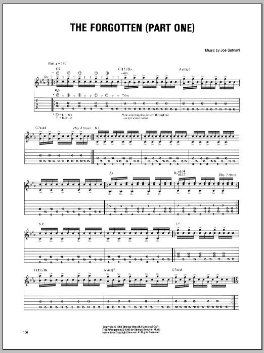 Joe Satriani The Forgotten (Part One) sheet music notes and chords arranged for Guitar Tab