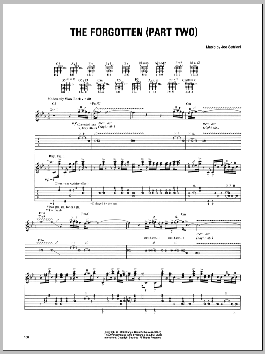 Joe Satriani The Forgotten (Part Two) sheet music notes and chords arranged for Guitar Tab