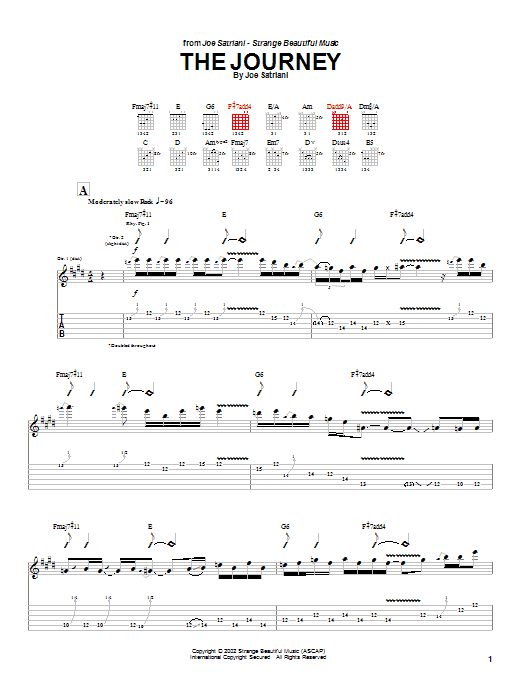 Joe Satriani The Journey sheet music notes and chords arranged for Guitar Tab