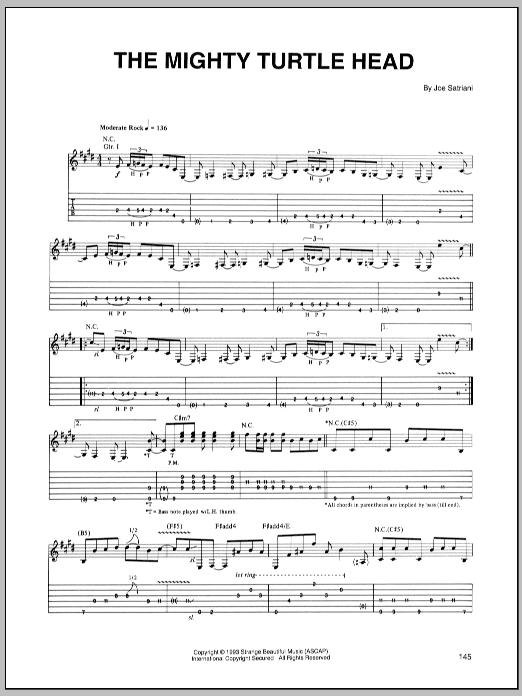 Joe Satriani The Mighty Turtle Head sheet music notes and chords arranged for Guitar Tab