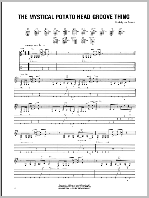 Joe Satriani The Mystical Potato Head Groove Thing sheet music notes and chords arranged for Guitar Tab
