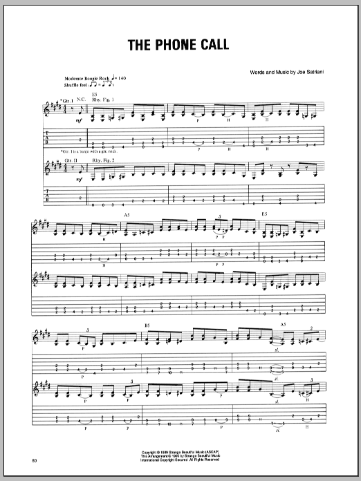 Joe Satriani The Phone Call sheet music notes and chords arranged for Guitar Tab