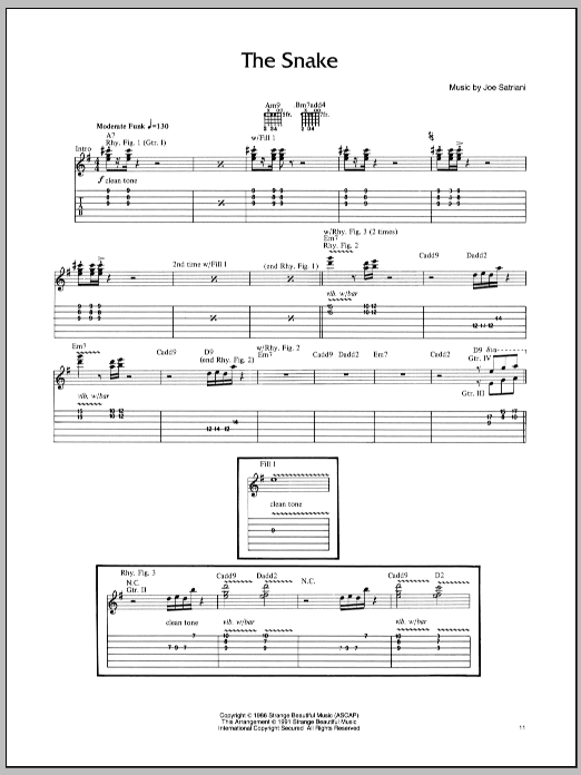 Joe Satriani The Snake sheet music notes and chords arranged for Guitar Tab