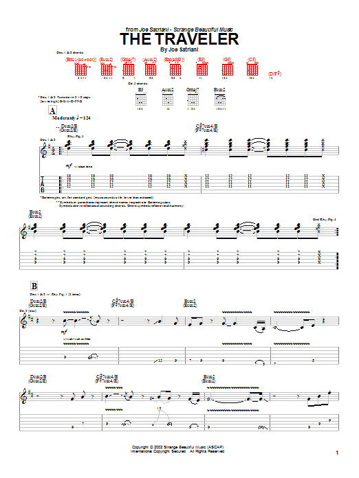 Joe Satriani The Traveler sheet music notes and chords arranged for Guitar Tab