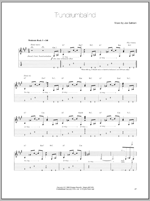 Joe Satriani Trundrumbalind sheet music notes and chords arranged for Guitar Tab