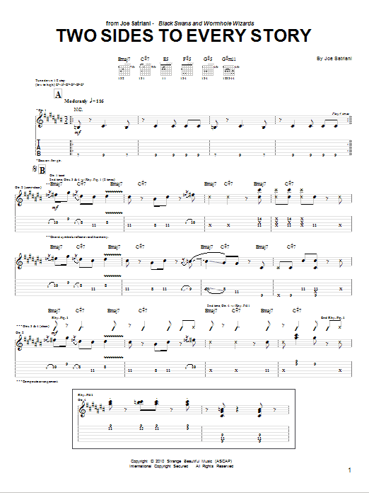 Joe Satriani Two Sides To Every Story sheet music notes and chords arranged for Guitar Tab