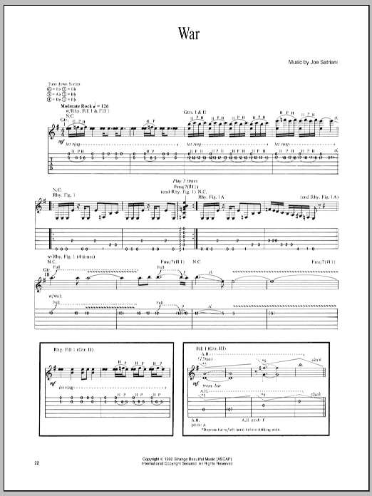 Joe Satriani War sheet music notes and chords arranged for Guitar Tab