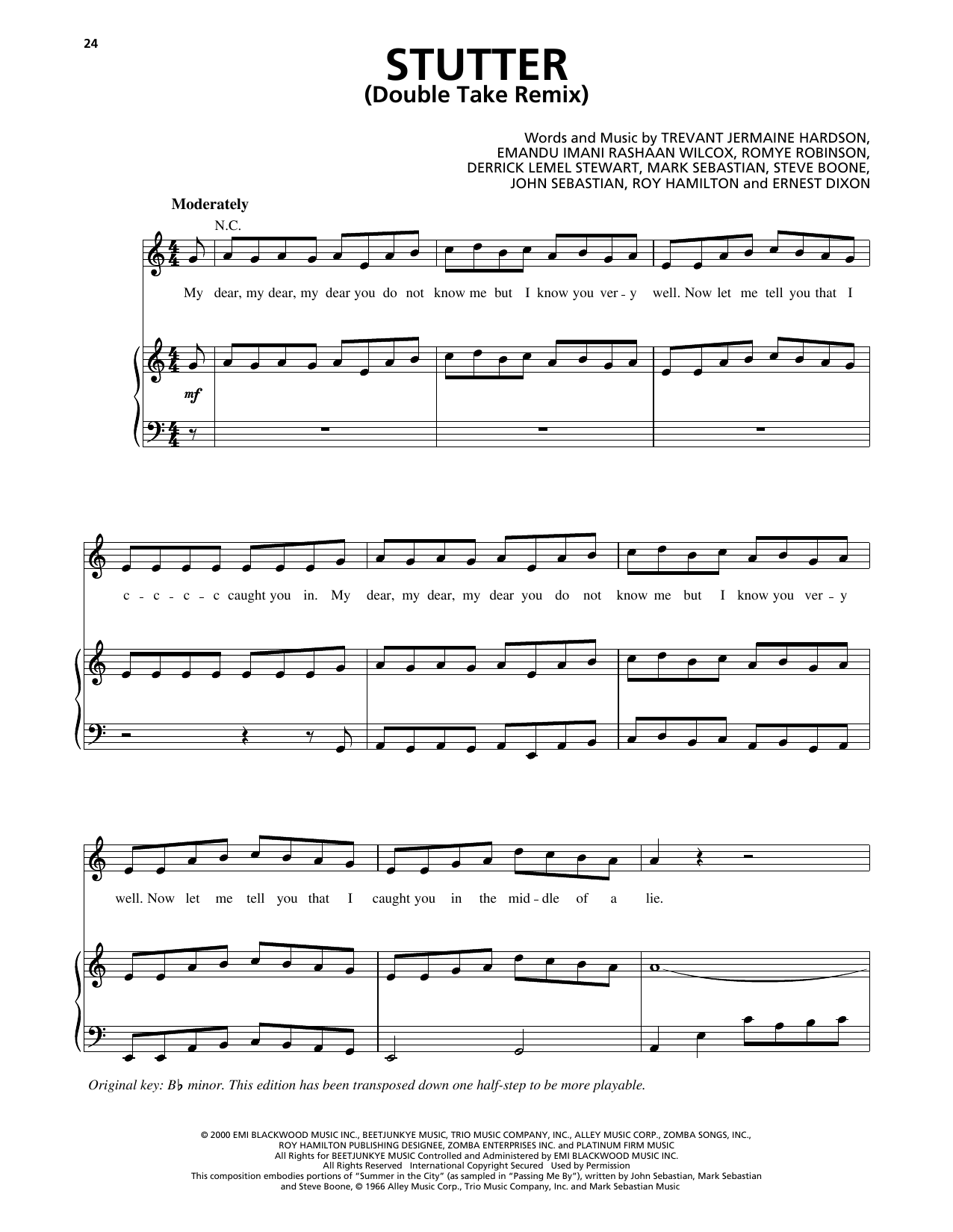 Joe Stutter (feat. Mystikal) (Double Take Remix) sheet music notes and chords arranged for Piano, Vocal & Guitar Chords (Right-Hand Melody)