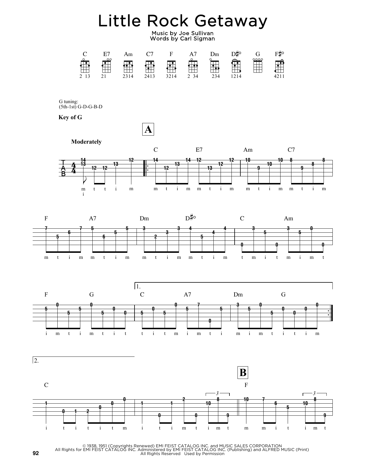 Joe Sullivan Little Rock Getaway sheet music notes and chords arranged for Banjo Tab