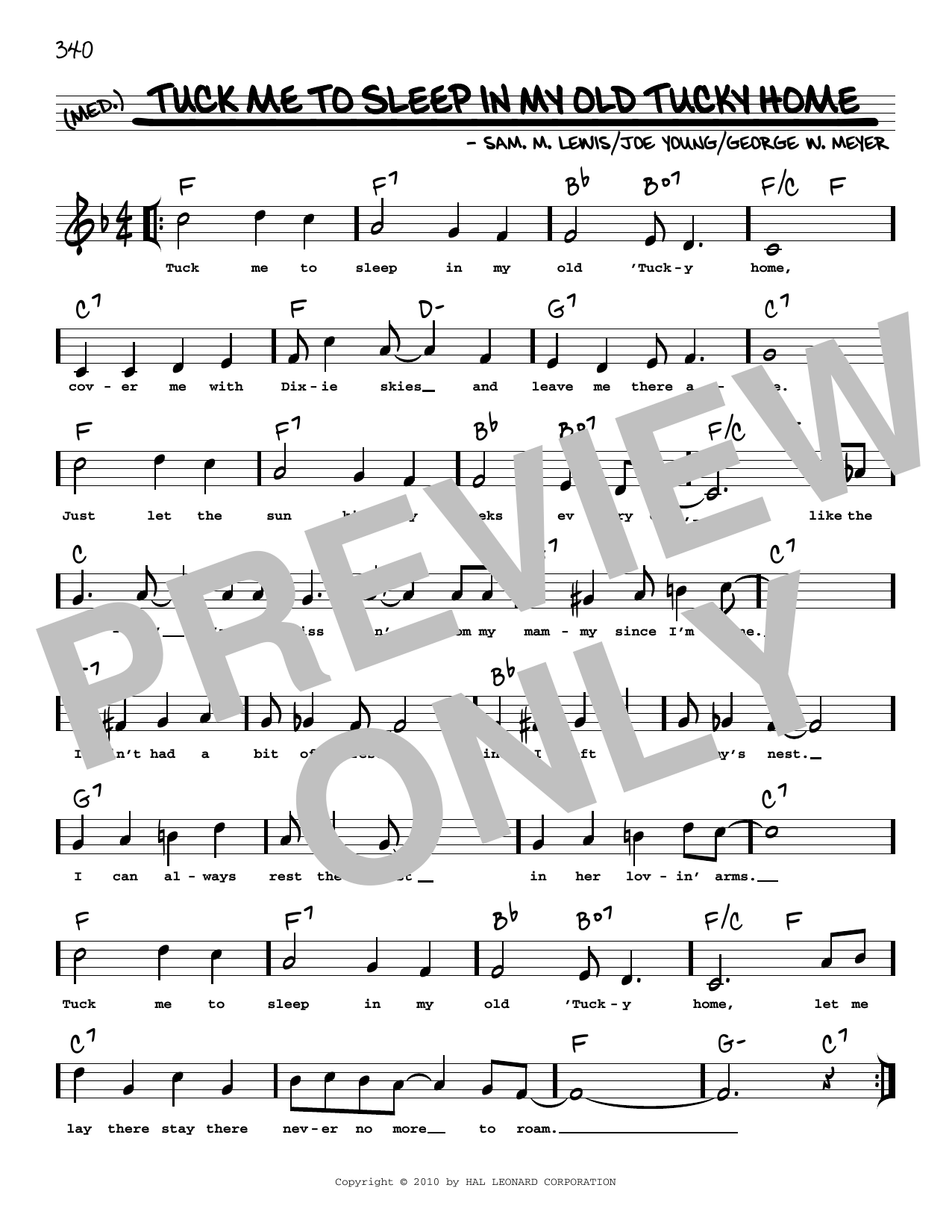 Joe Young Tuck Me To Sleep In My Old Tucky Home (arr. Robert Rawlins) sheet music notes and chords arranged for Real Book – Melody, Lyrics & Chords