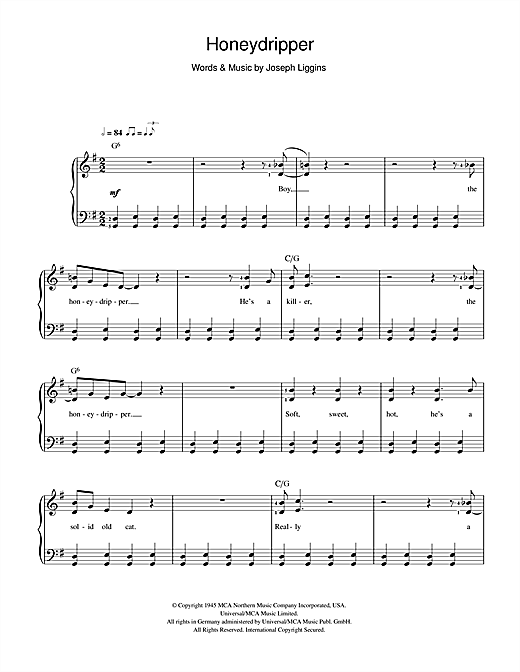 Joe Liggins Honeydripper sheet music notes and chords arranged for Beginner Piano