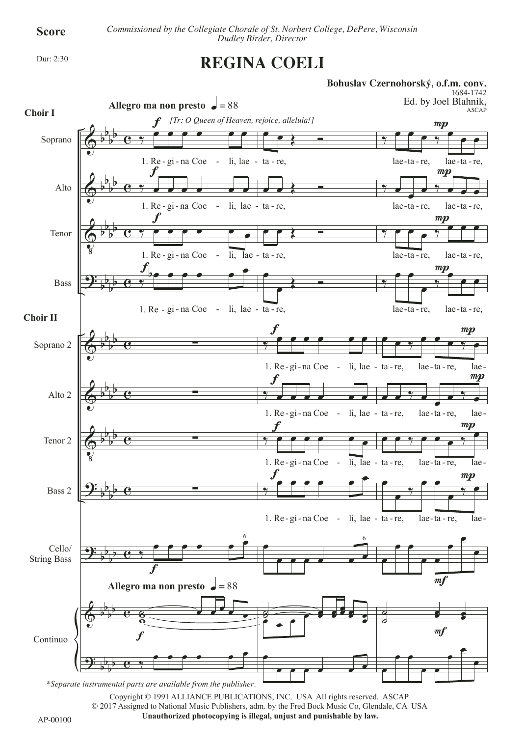 Joel Blahnik Regina Coeli sheet music notes and chords arranged for SATB Choir