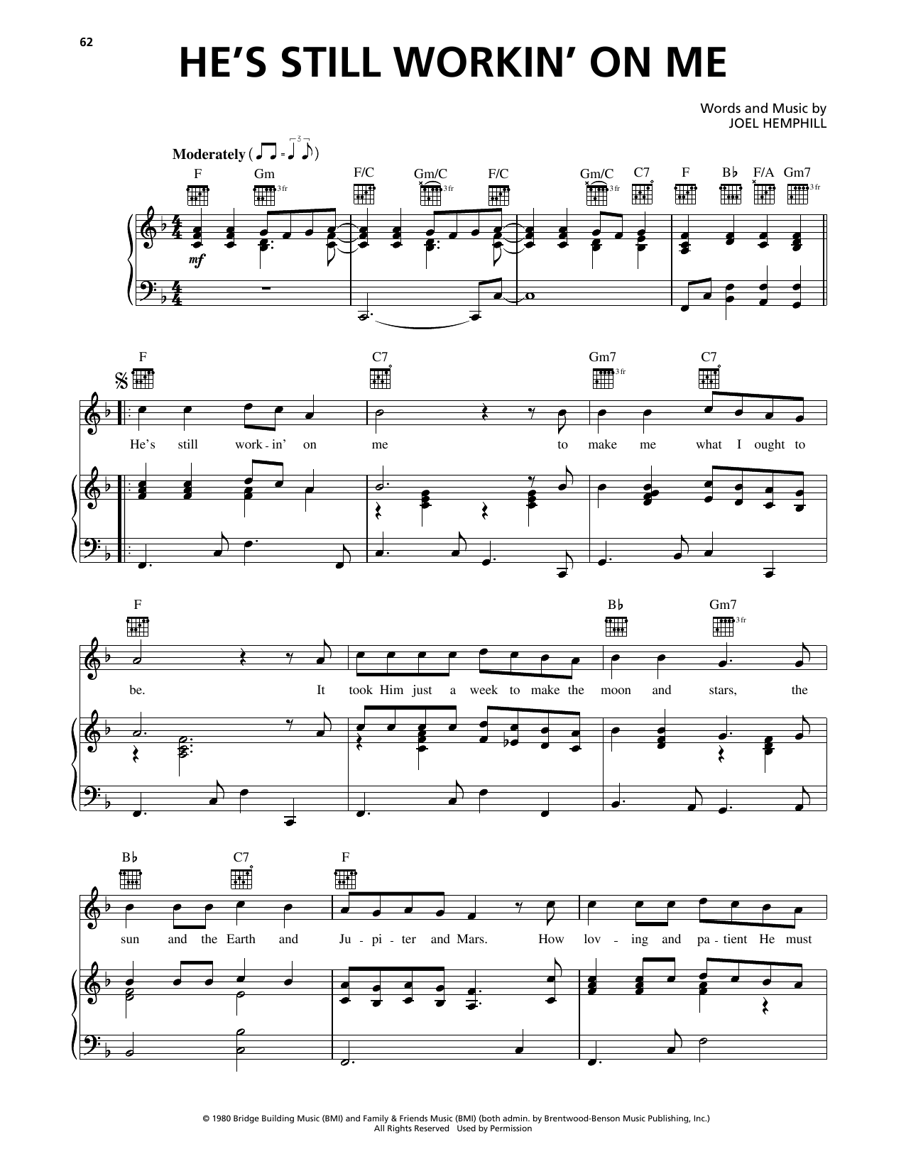 Joel Hemphill He's Still Workin' On Me sheet music notes and chords arranged for Piano, Vocal & Guitar Chords (Right-Hand Melody)