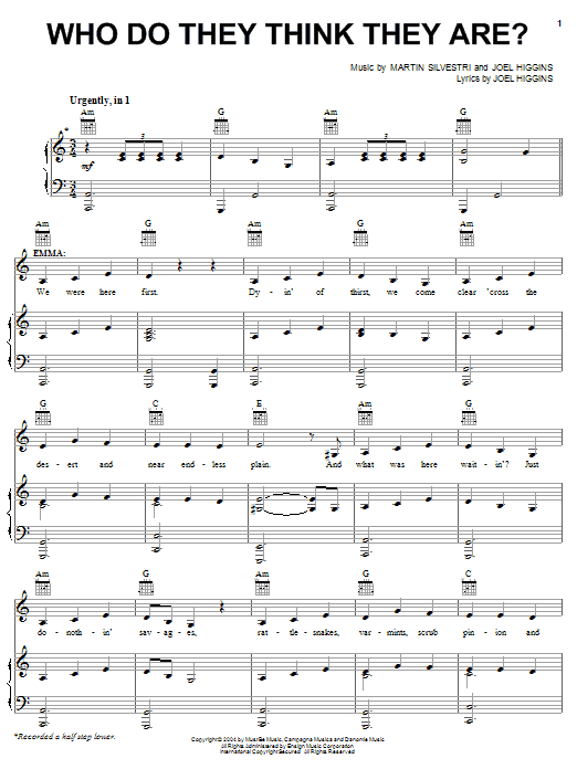Joel Higgins Who Do They Think They Are? sheet music notes and chords arranged for Piano, Vocal & Guitar Chords (Right-Hand Melody)