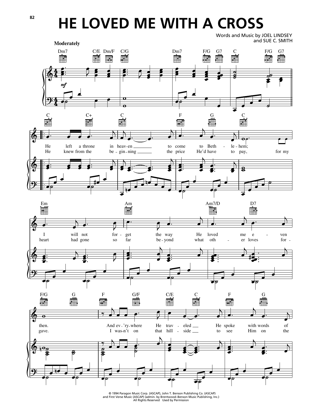 Joel Lindsey He Loved Me With A Cross sheet music notes and chords arranged for Piano, Vocal & Guitar Chords (Right-Hand Melody)
