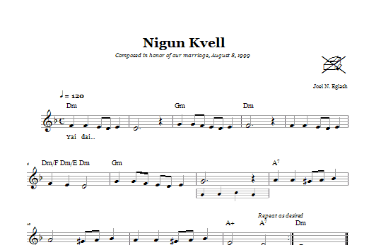 Joel N. Eglash Nigun Kvell (Wordless Melody) sheet music notes and chords arranged for Lead Sheet / Fake Book