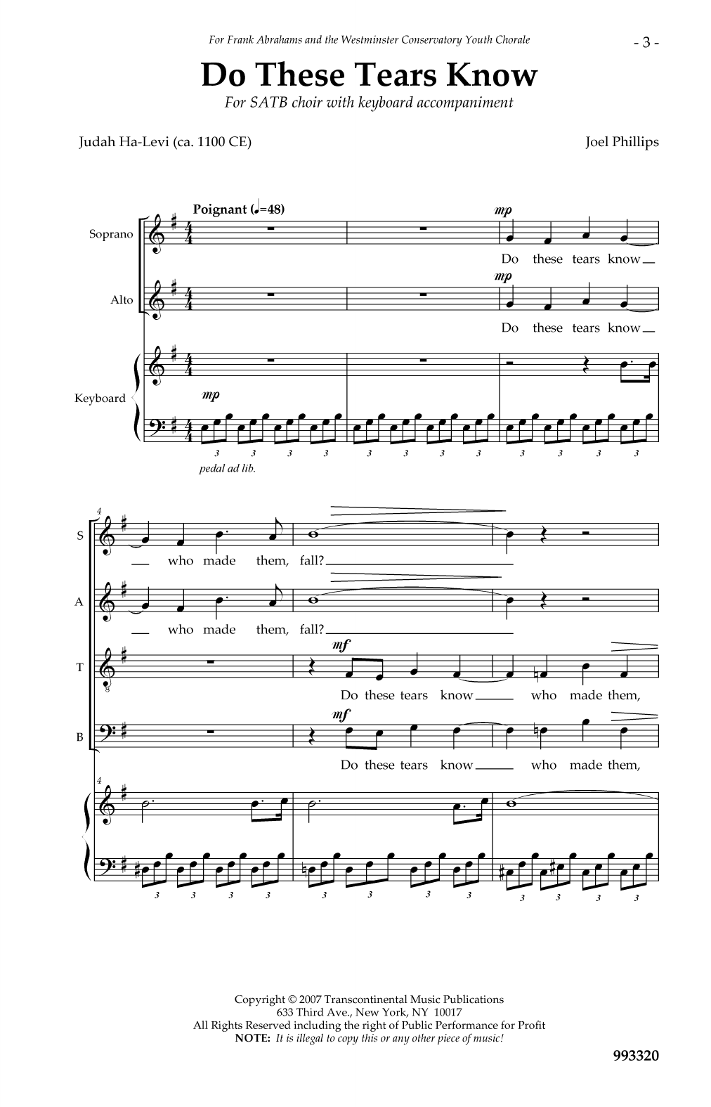 Joel Phillips Do These Tears Know sheet music notes and chords arranged for SATB Choir