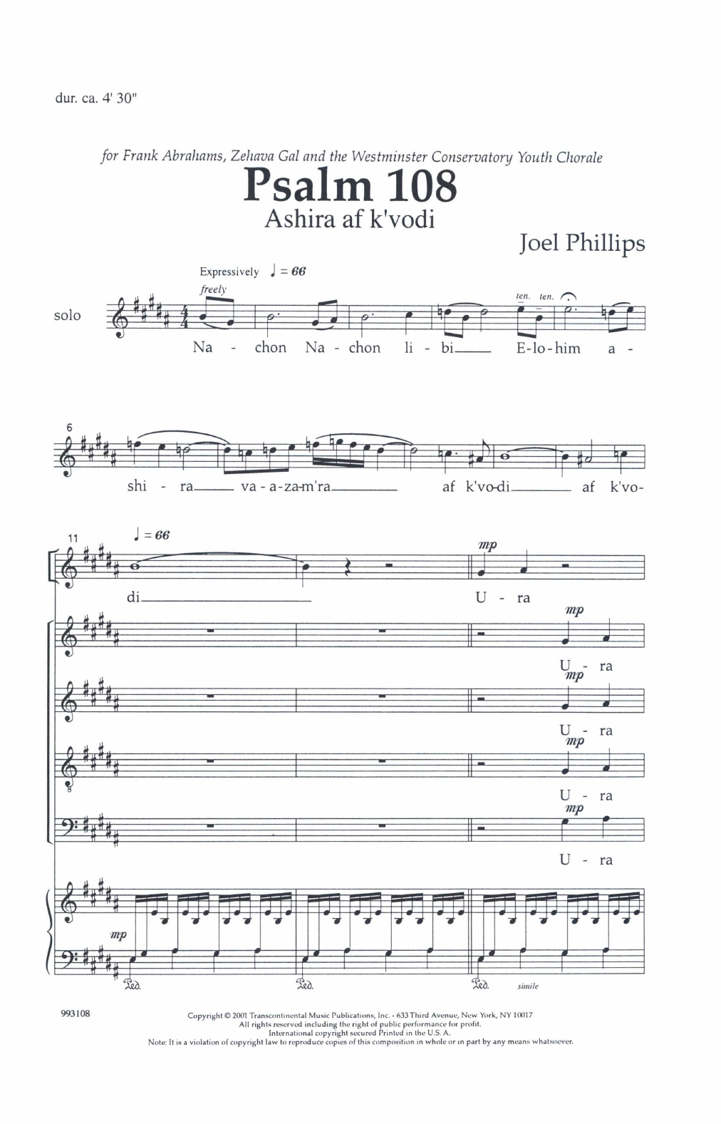 Joel Phillips Psalm 108 (Ashira Af K'vodi) sheet music notes and chords arranged for SATB Choir